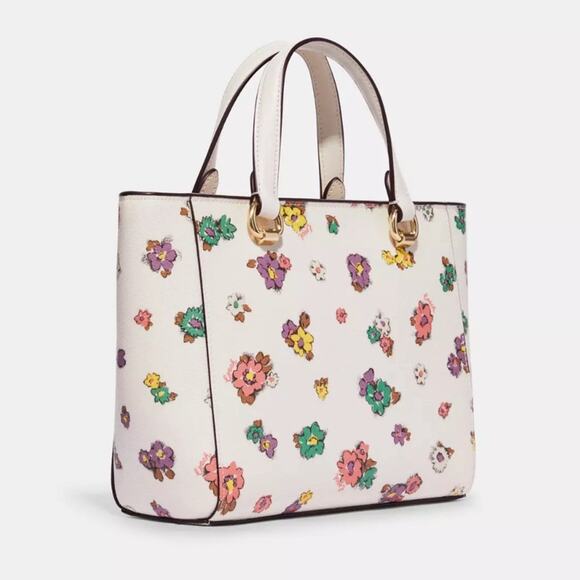 NWT Coach Alice Satchel With Spaced Floral Field/Smooth Leather/Chalk - Picture 8 of 11